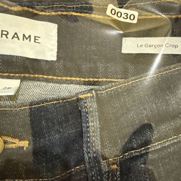Frame Le Garcon Cropped Jeans Blue Cotton Size 28 - Picture 13 of 13